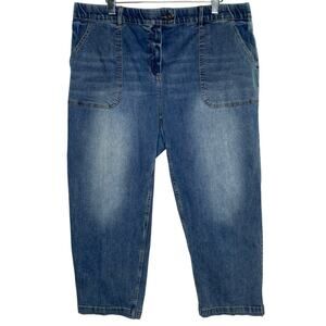 Universal Standard M 18-20 Womens Elastic Wasit Cropped Jeans Medium Blue